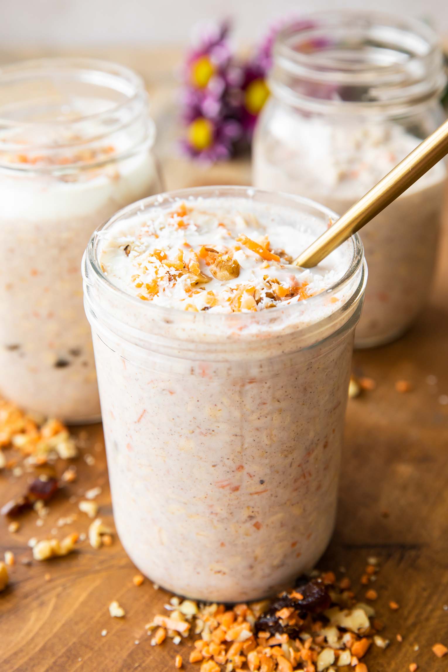 Minute Carrot Cake Overnight Oats: High Protein Healthy Breakfast